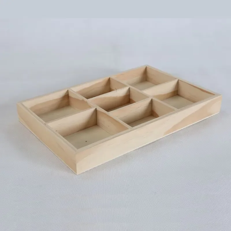 Wooden Sorting Tray Grid Display Stand Storage Partition Box Organizer for Home Craft Office Kitchen