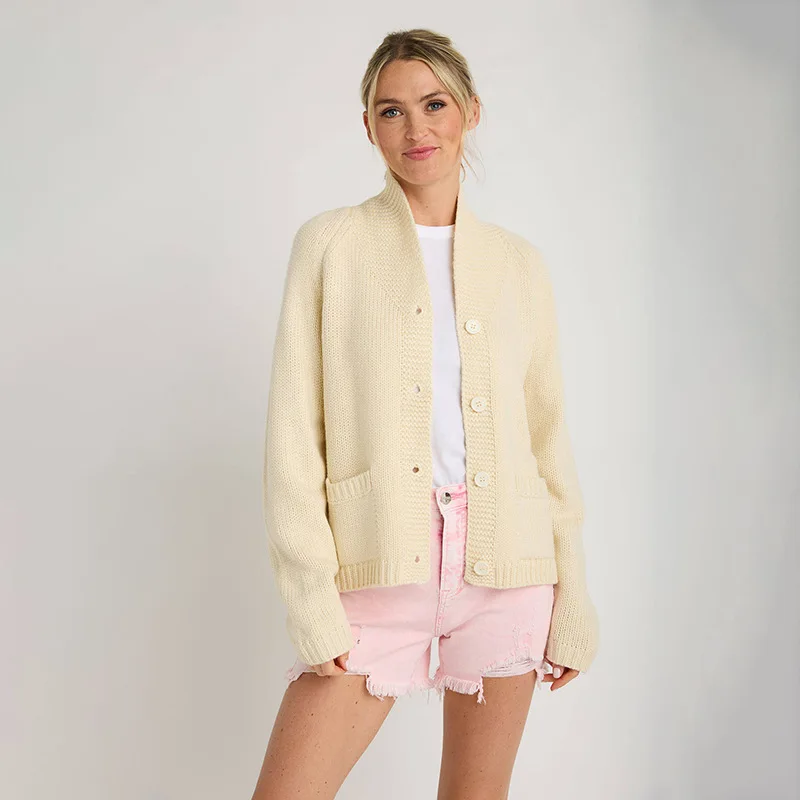 

Lobster Print Autumn Winter Sweater Women's Loose Casual Commuting Style Clothes Long-sleeved Single-breasted Pocket Cardigan