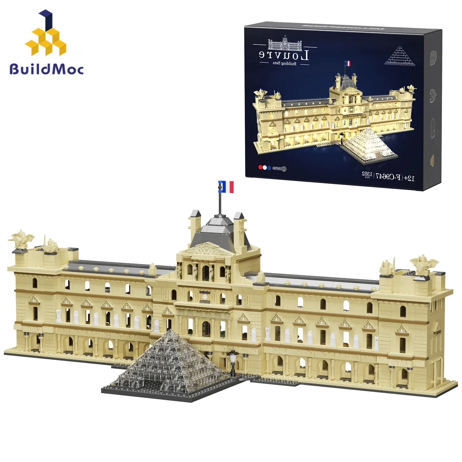 BZB-França Museu do Louvre Modelo Kit, Blocos de Construção, Tijolos, Famosa Arquitetura, Famosa Arquitetura, Brinquedos, Presente para Crianças, Moc, 1353Pcs