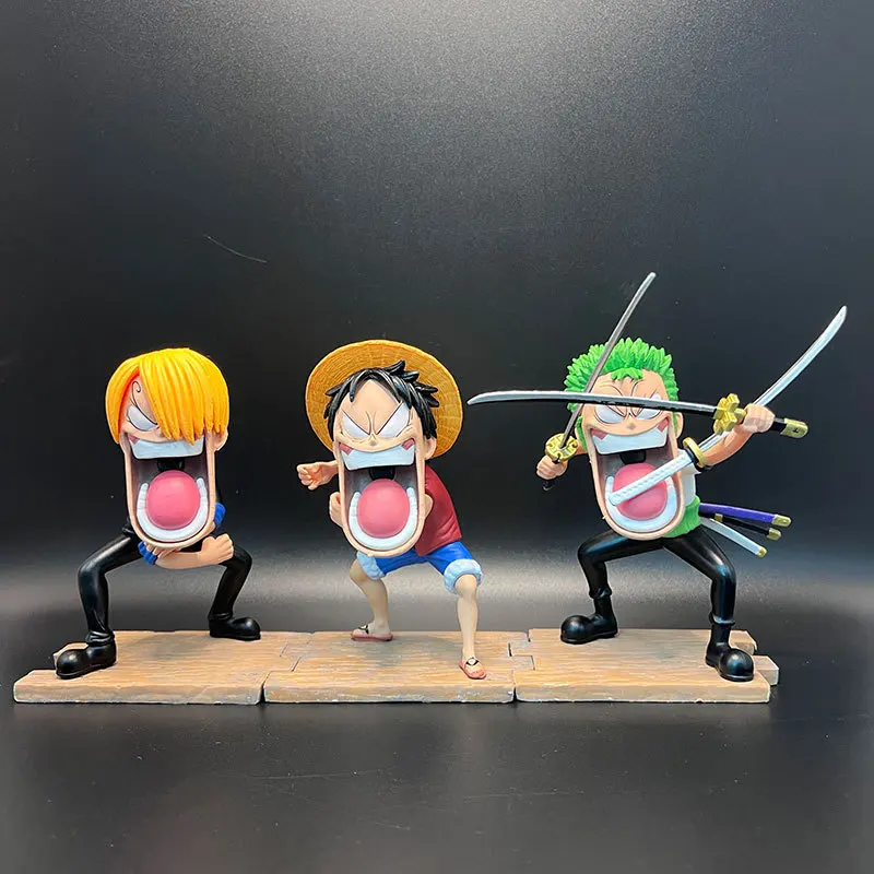 One Piece 11cm Anime Figur Luffy Sanji Zoro Kampfhaltung Figurine Modell PVC Sammlerstück Desktop Actionfigur Spielzeug Kindergeschenke
