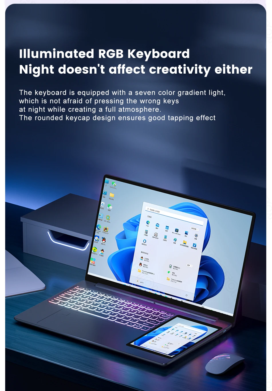 Topton L10 Dual Screen Laptop 15.6 Inch IPS + 7'' Touch 12th Gen Intel N100 Max 32G DDR4 2T SSD Slim Office Notebook PC Computer