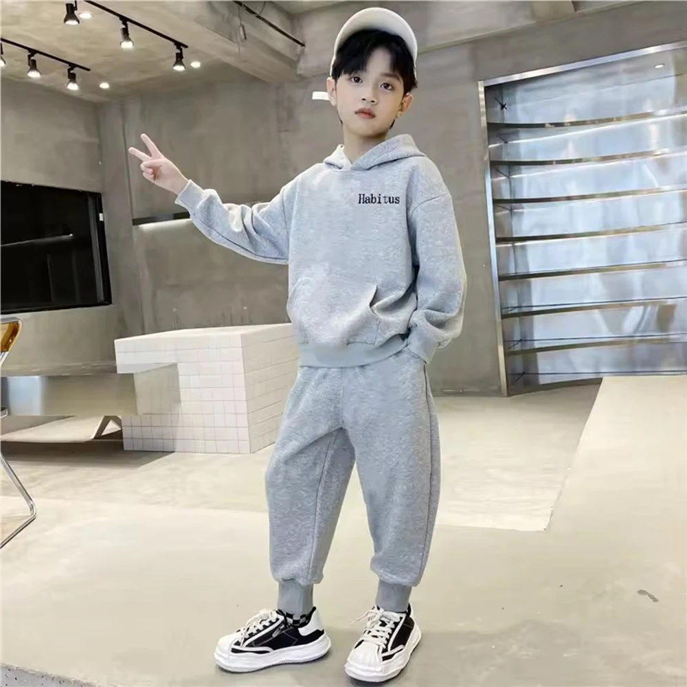 Teen Boys Clothes Set hooded letters Sweatshirt tops+Pants Tracksuits winter autumn Kids Suit Children 4 5 7 8 9 10 11 12 Year