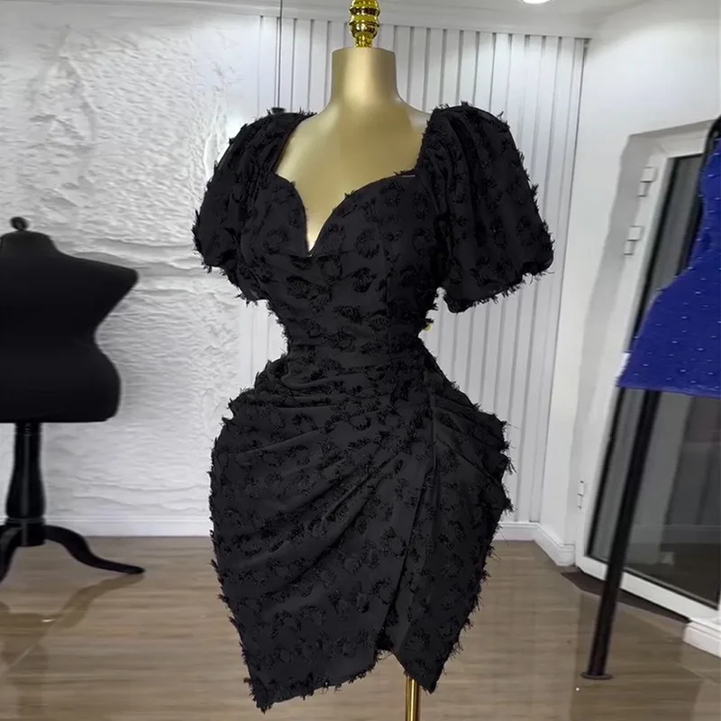 Dress Women's Spring/Summer Seductive V-neck Puff Sleeves High-waisted Flattering Silhouette Pleated Cropped Length New Casual