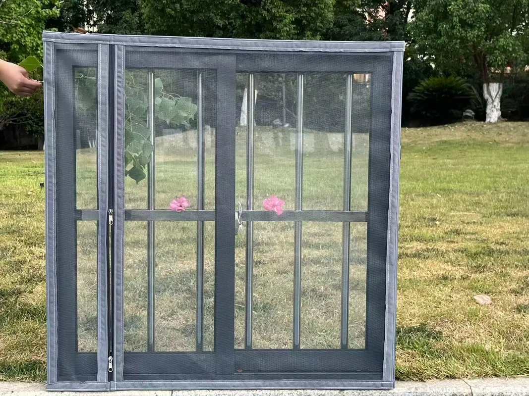 

Grey side zipper customized size, multi size self-adhesive window screen, mosquito screen window