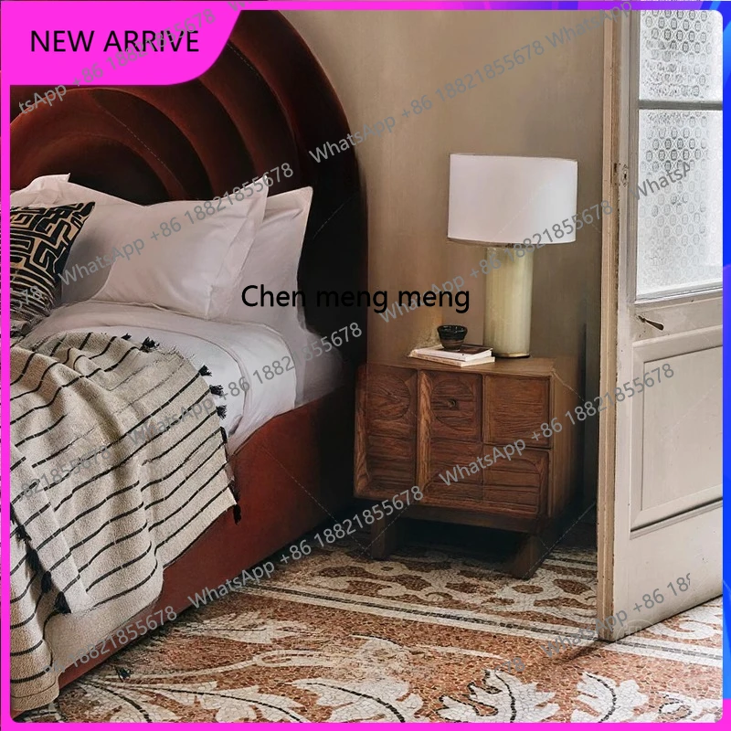 

Medieval style solid wood bedside table, surprising quiet wind oak American rural retro bedside table H