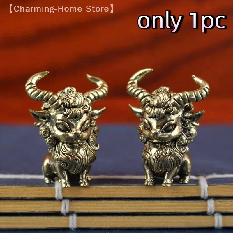 【M】Copper Retro Mini Ornament Warcraft Sheep Demon Figure Home Decoration Accessories Sheep Head Ornament Desktop Decor