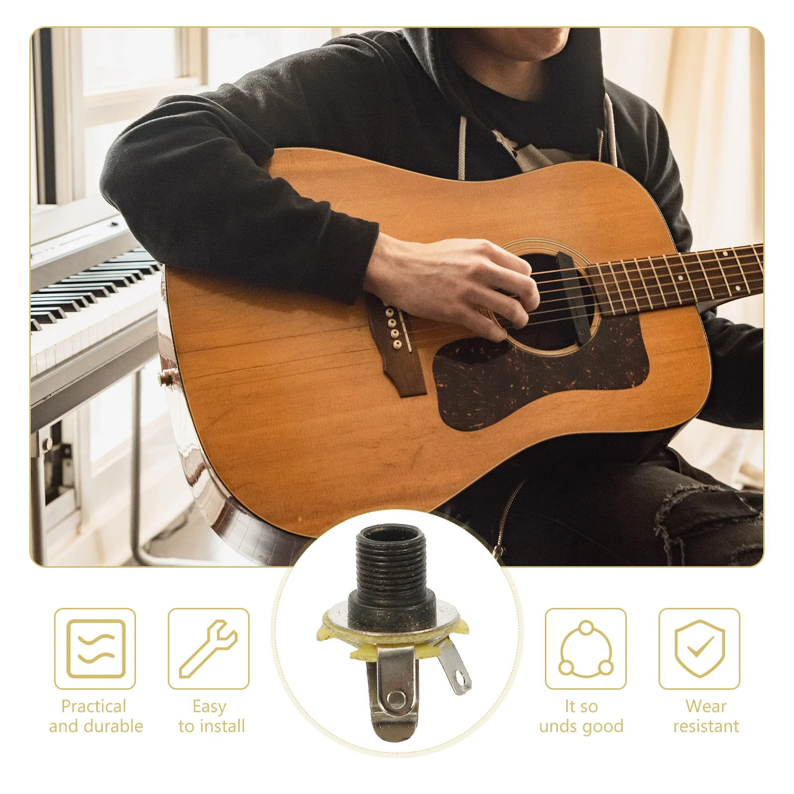 

2pcs Electric Guitar Output Input Jack 6.35Mm Metal Panel Mount Socket Screws Washers Guitar Parts Replacement Compatible With