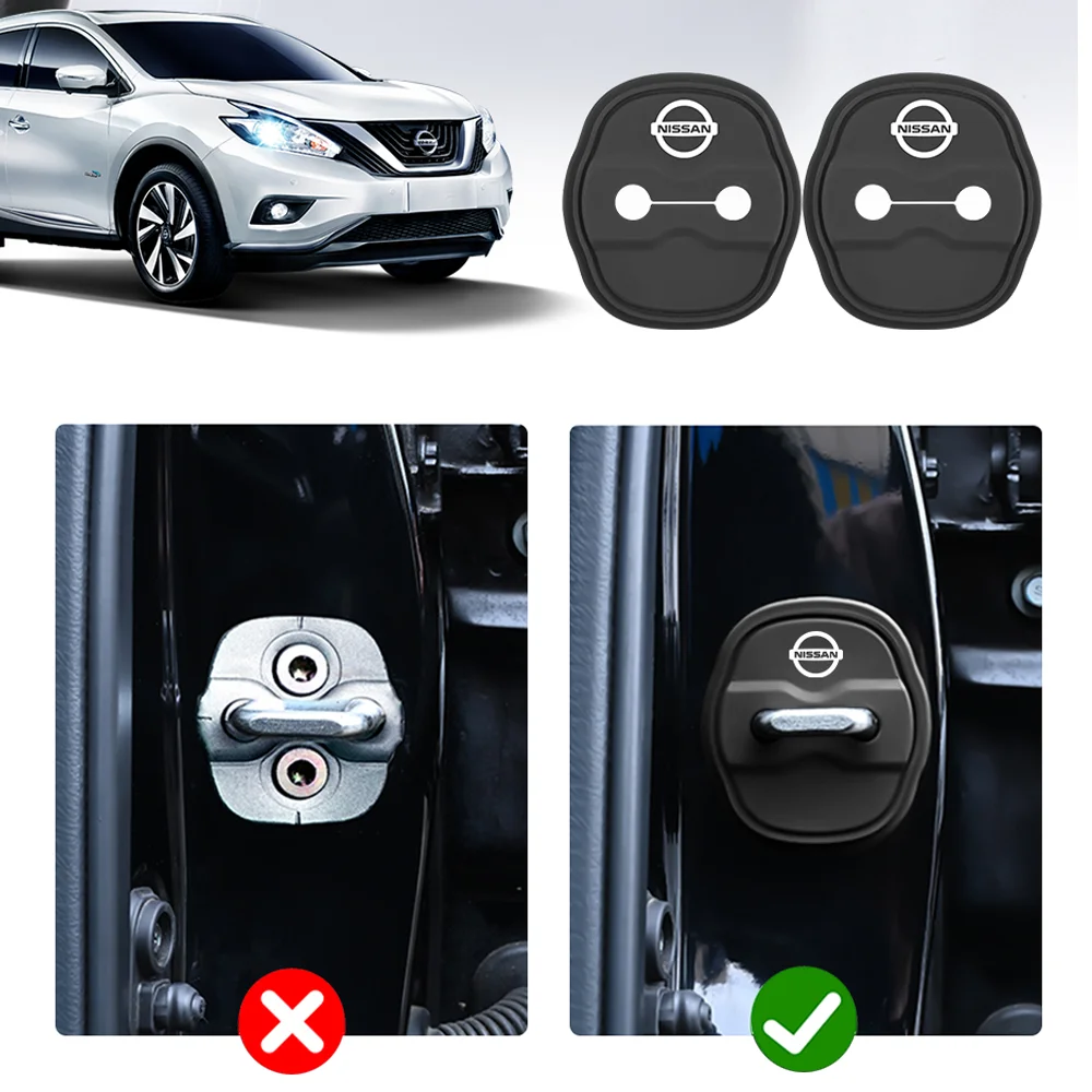 2/4Pcs Car Accessories Logo Car Door Lock Buckle Protective Cover Sticker For Nissan Nismo Qashqai J10J11 Juke Leaf Patrol Tiida