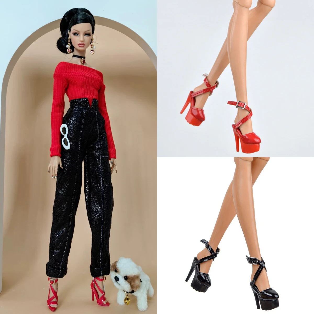1/6 Doll Shoes Accessories Premium platform sole Crisscross Ankle Strap High Heel Sandals For FR2 ST Babi Supermodel Doll