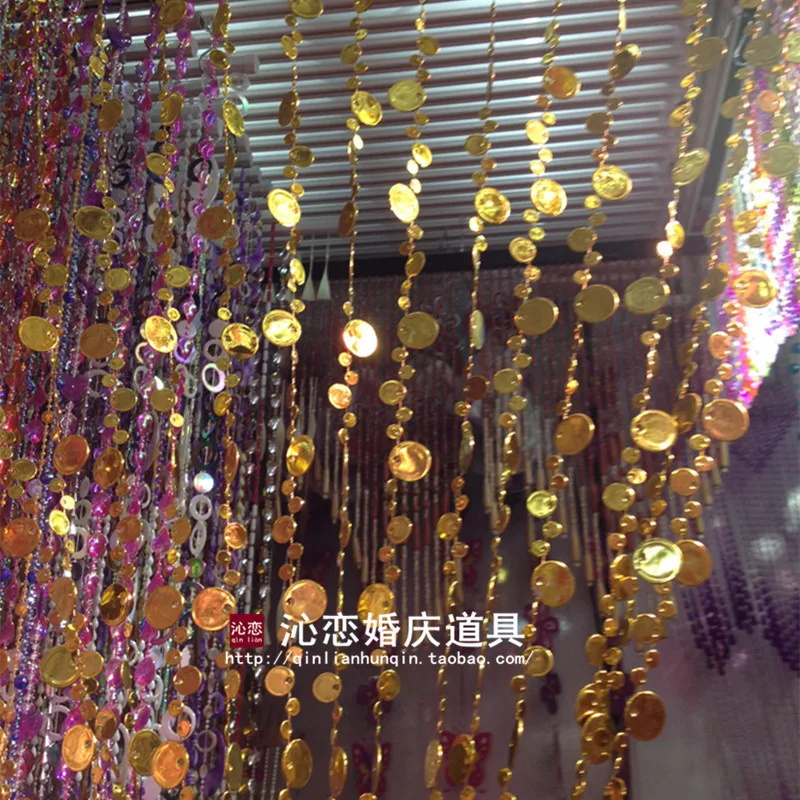 Wedding Props Arrangement Hanging Curtains, Plastic Electroplated, Silver Sequin, Imitation Metal, Decorative Pend