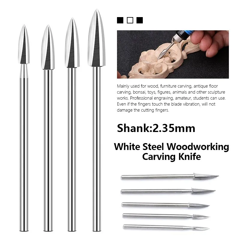 CMCP 2.35mm Shank Wood Engraving Bit Engraving Drill Bit 3 Flute 2.35-6mm Carbide Milling Cutter Woodworking Drilling Tools