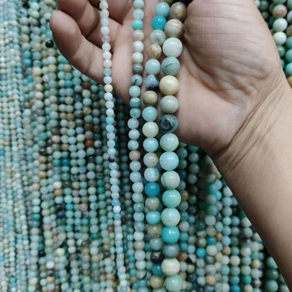 4 6 8 10mm Natural Stone Healing Crystals Aquamarine Amazonite Amethyst Rose Quartz Round Loose Spacer for DIY Jewelry Accessory