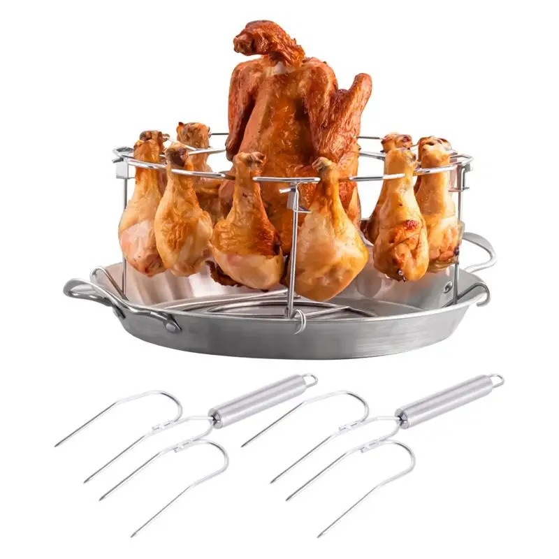 Grill Rack for Chicken Leg Round Stainless Steel Chicken Leg Wing Rack 12 Slots Drumstick Holder Non-Stick BBQ Accessories Tool