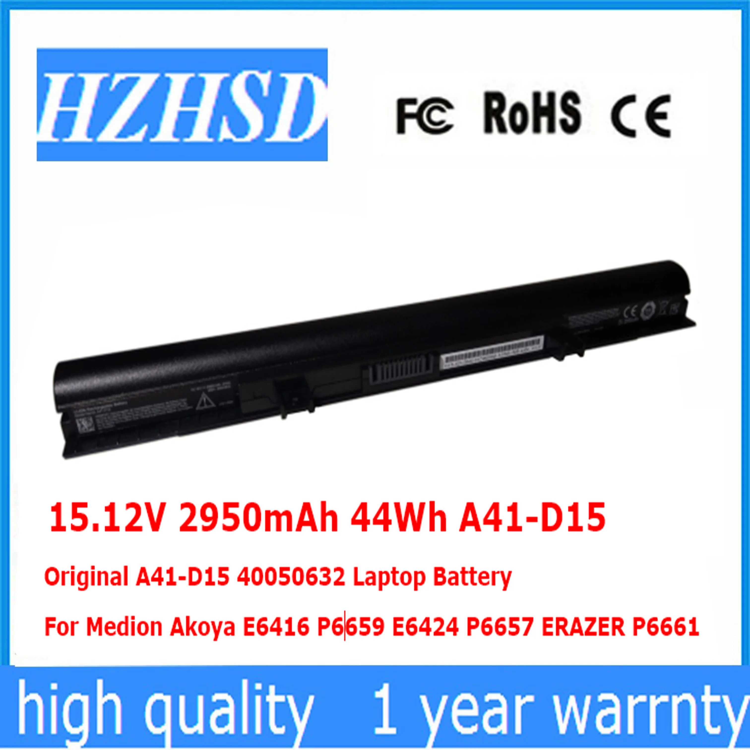 

15.12V 2950mAh 44Wh A41-D15 Original 40050632 Laptop Battery For Medion Akoya E6416 P6659 E6424 P6657 ERAZER P6661