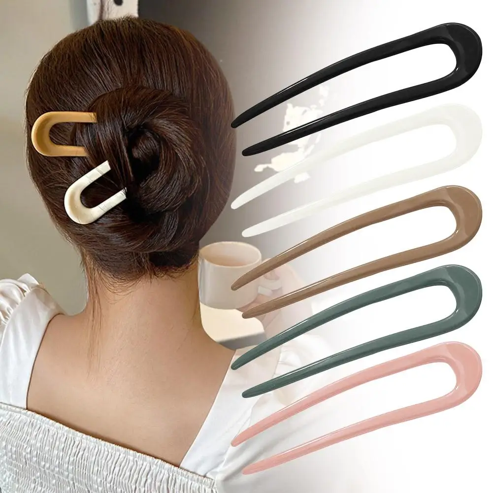 Fshion Creative U-Shaped Hair Fork New Hair Accessory Sticks Party Women Design Hairpins Resin Girls Gifts Creative Hair E8N1