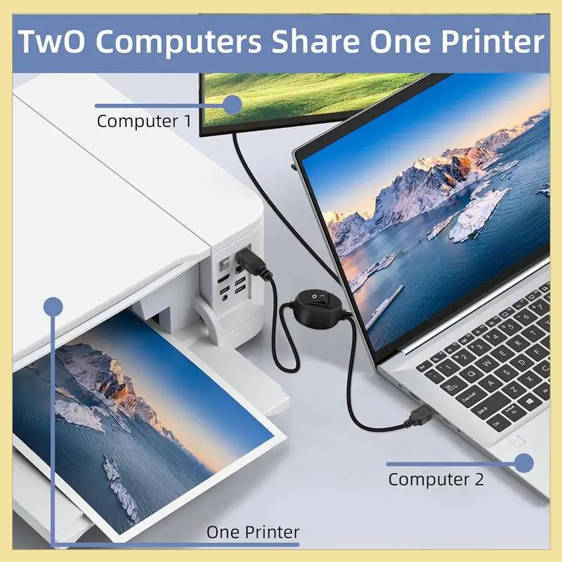 TTKK-2X Кабель принтера 2 в 1 USB A к B Кабель принтера «папа-папа» для принтера Hp Canon Samsung Разветвитель для двух компьютеров B