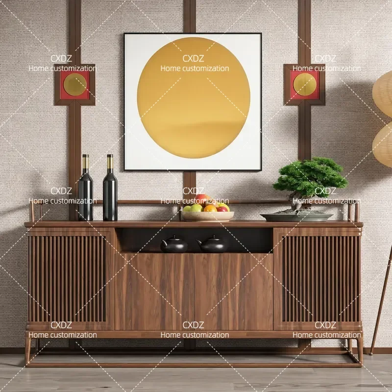 New Chinese Style Home Dining Side Cabinet Wabi Sabi Living Room Entrance Decorative Storage Cabinet Customizable Buffet