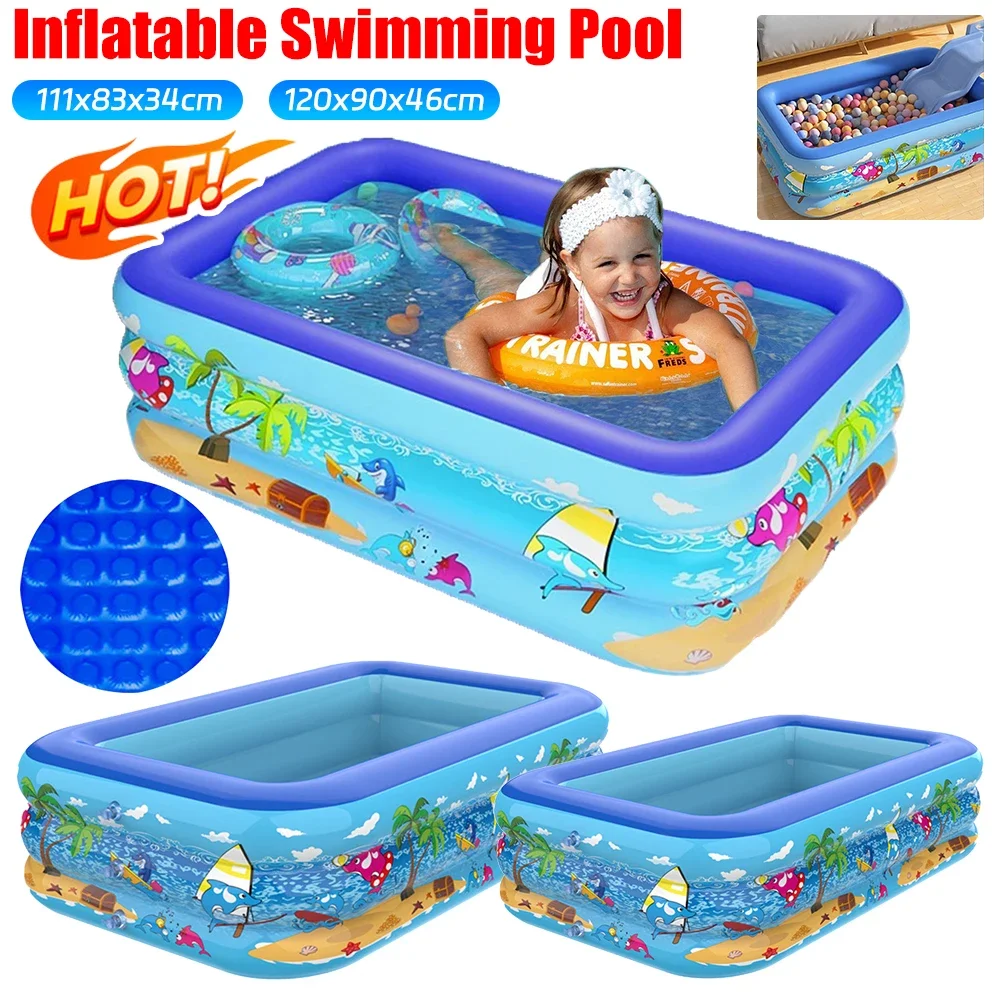 Aufblasbares Schwimmbad, große Familienpools, rechteckig gerahmt, für Kinder, Schwimmbad, Sommer, Outdoor, Kinder, Baby, Badewanne, Spielzeug