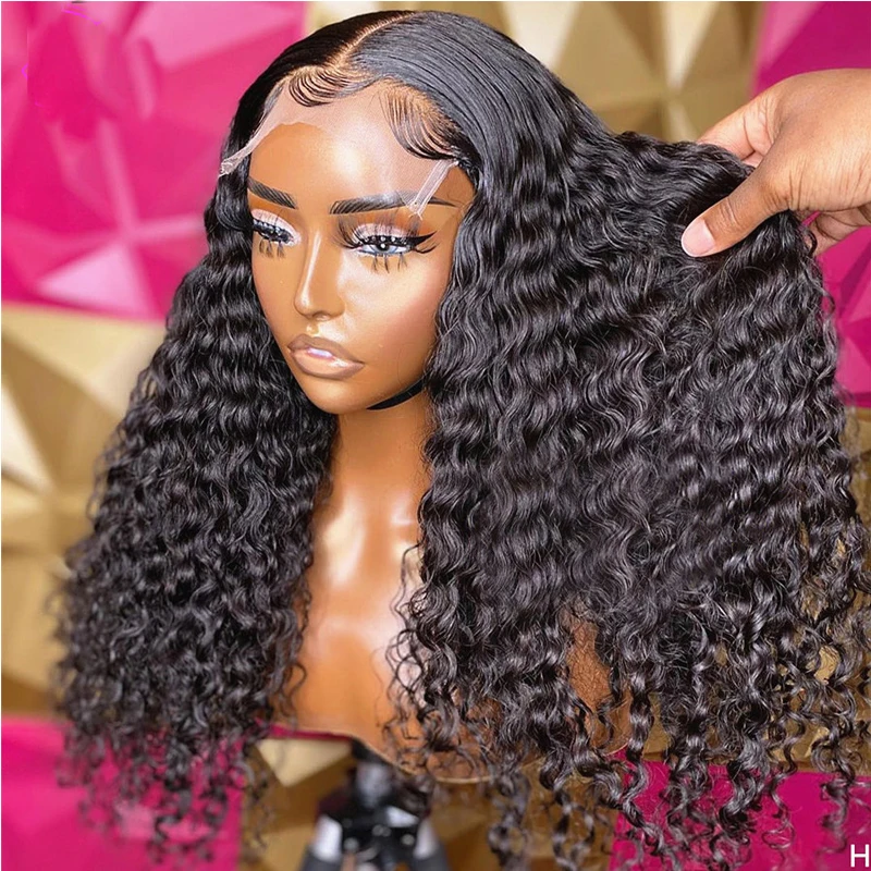 Long Glueless 26Inch Soft Natural Black Kinky Curly Lace Front Wig For Women With Baby Hair Synthetic Preplucked Daily