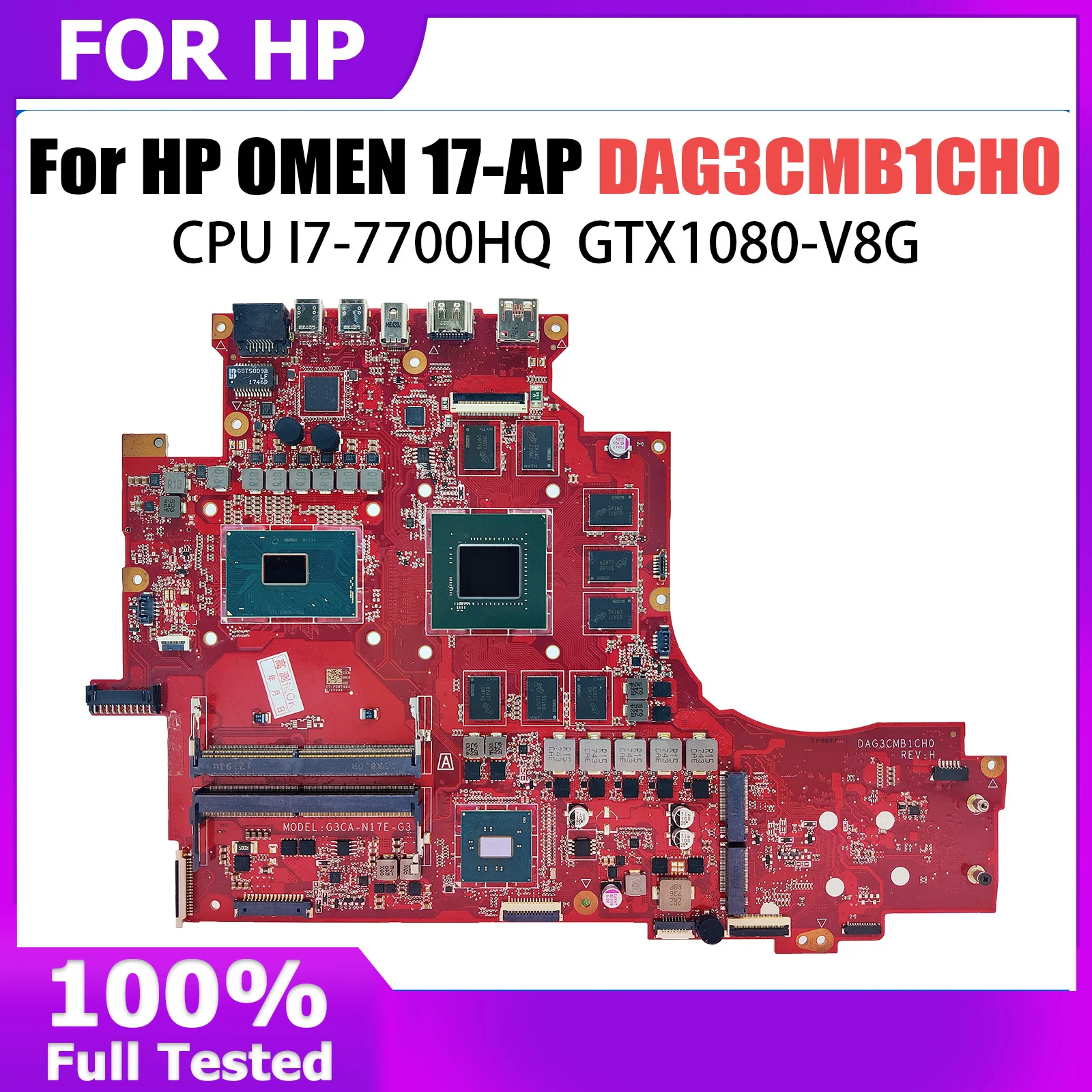 DAG3CMB1CH0 Mainboard For HP OMEN 17-AP Laptop Motherboard With I7-7700HQ CPU GTX1080 V8G DDR4 940623-601 Test OK