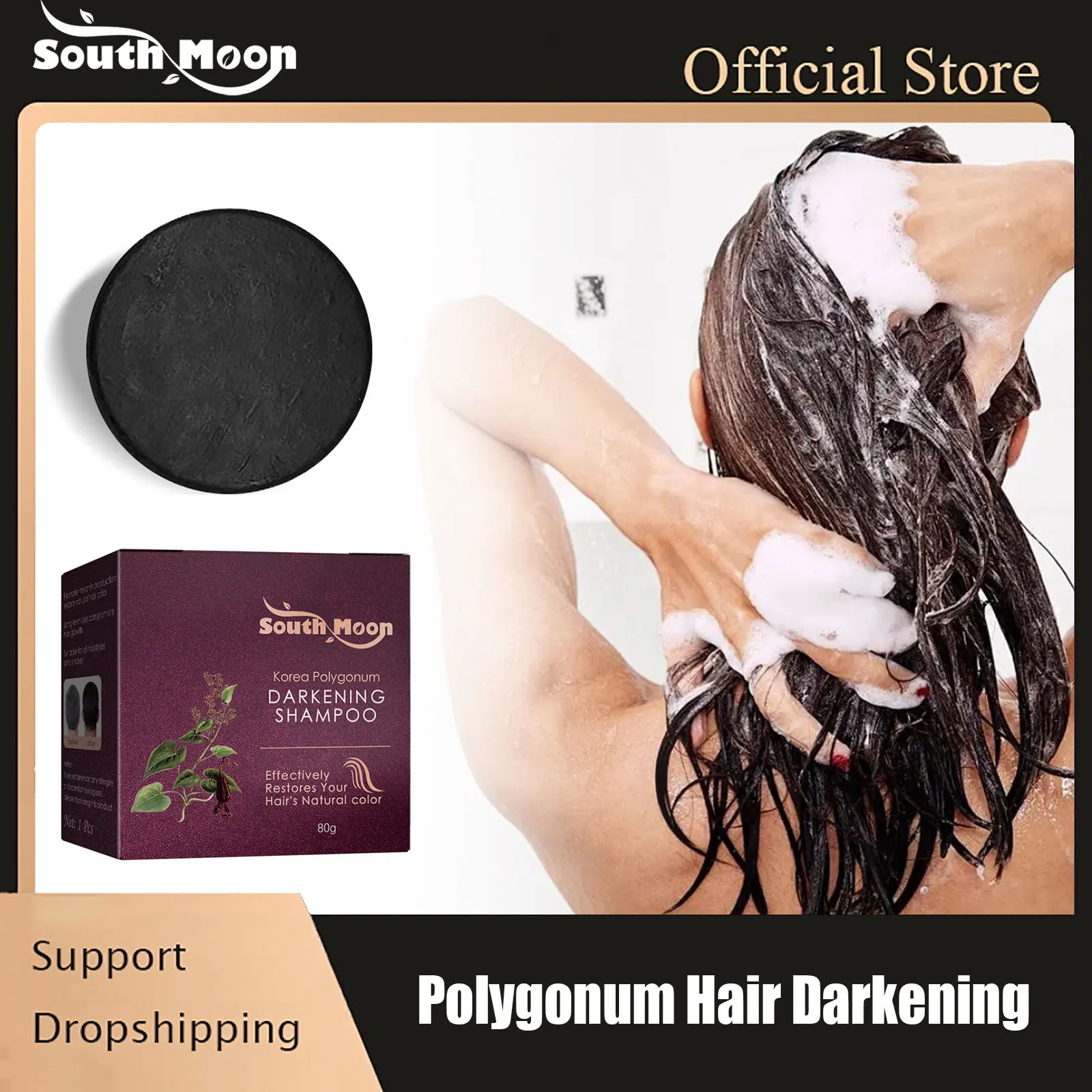 

Polygonum Hair Shampoo Soap Effective Repair Gray White Hair Color Restore Bright Black Anti Loss Care Hair Darkening Shampoo