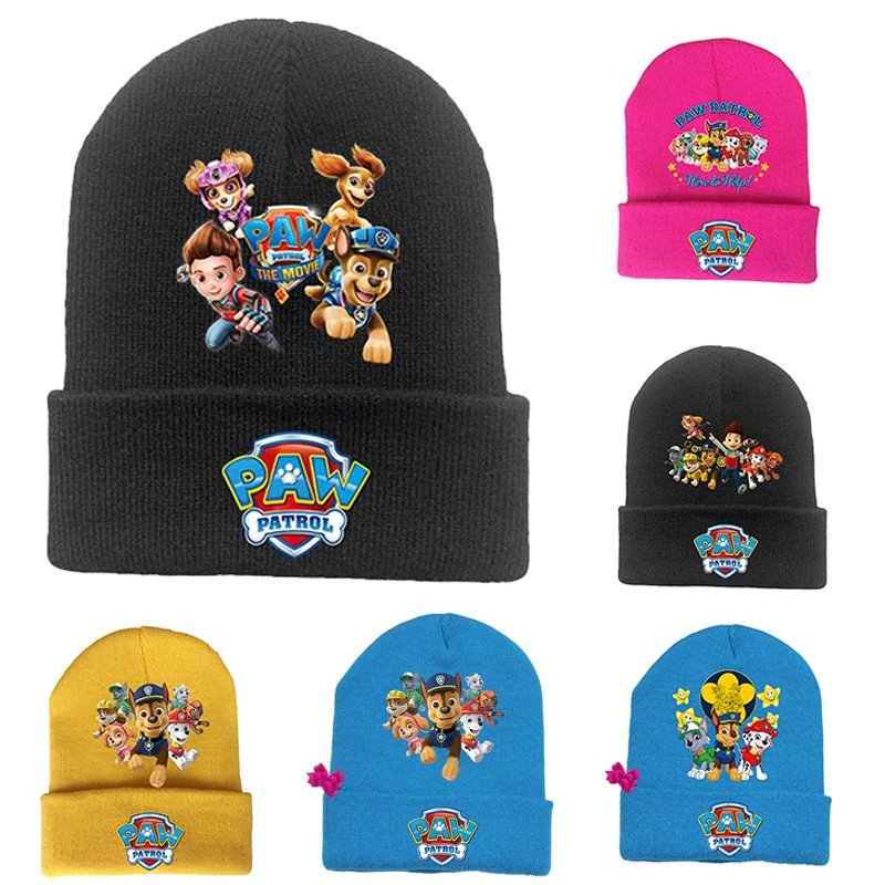 Paw Patrol Cap Chase Skye Marshall Everest Berretti in maglia acrilica di lana Bambino Skullcap Autunno Inverno Elastico Skullies Berretti Cappello