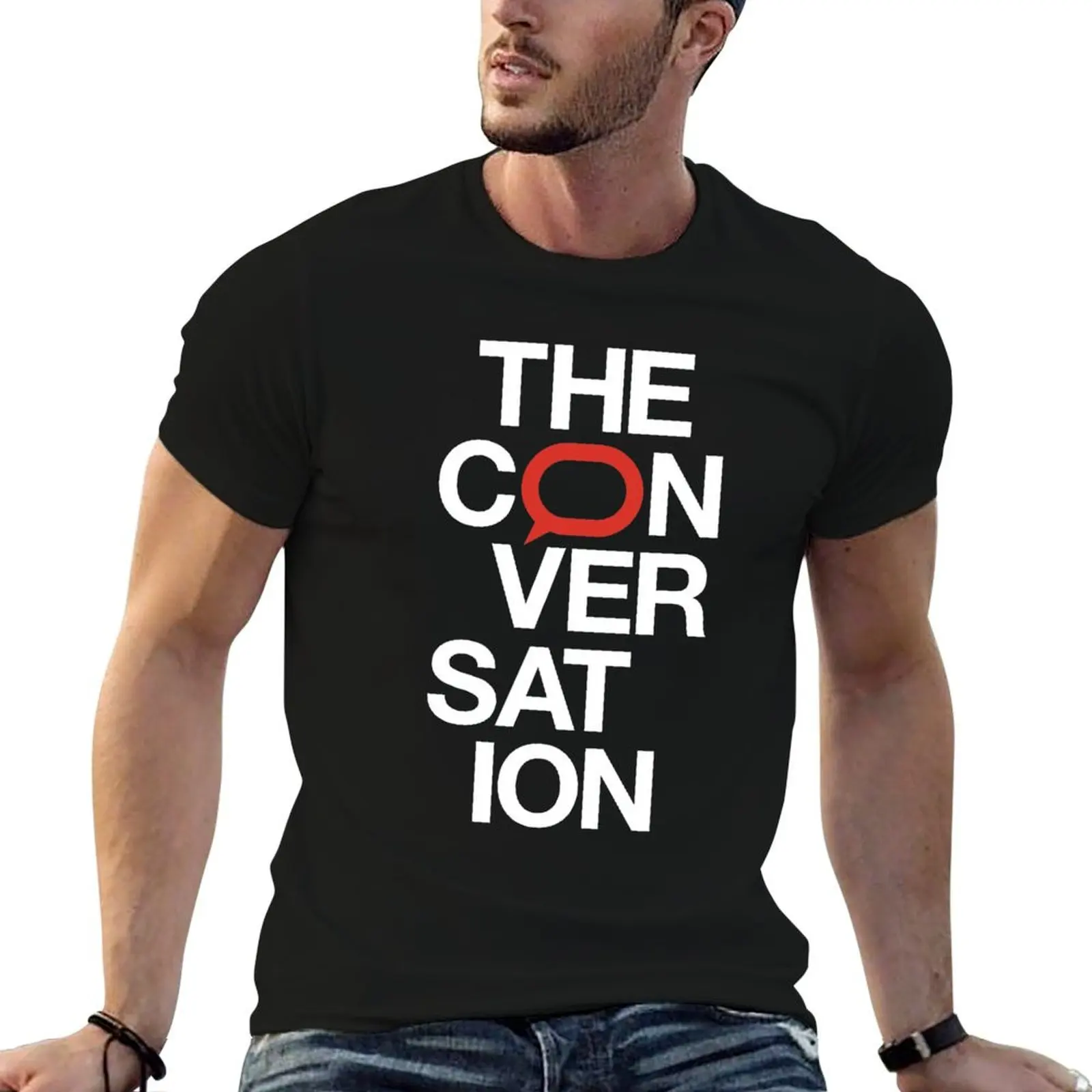 

logo on background t The Conversation for dark shirts shirt vintage t man T-Shirt personalised graphic