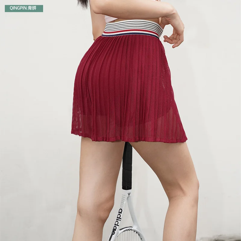 Summer Tennis Pleated Skirt with Shorts Pocket Underneath Gym Golf Women Clothing Skort Yoga Quick Dry Sport Active Wear Running