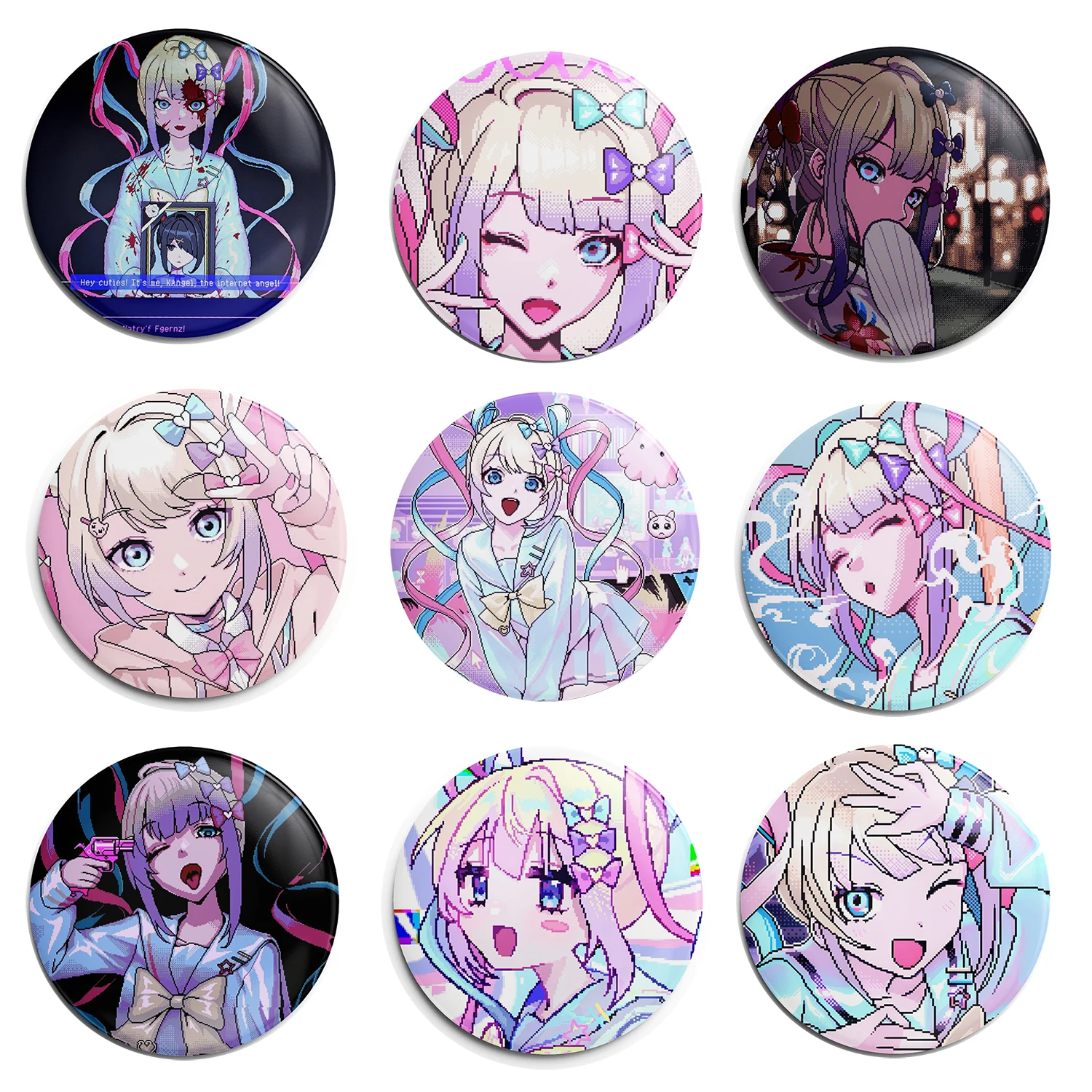 Needy Girl Overdose Game KAngel Anime Soft Button Lapel Anime Pin Brooch Jewelry Decoration Gift 58mm