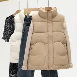 Autumn Winter Vest Women Thick Warm Down Vest Harajuku Loose Jacket Casual Outerwear Short Waistcoat Windproof Vest Coats