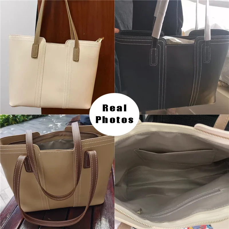 Large Vintage Women\'s Tote Handbags Beige Messenger Elegant Crossbody Bag Brown Shoulder Bags Office Ladies Messenger Bags