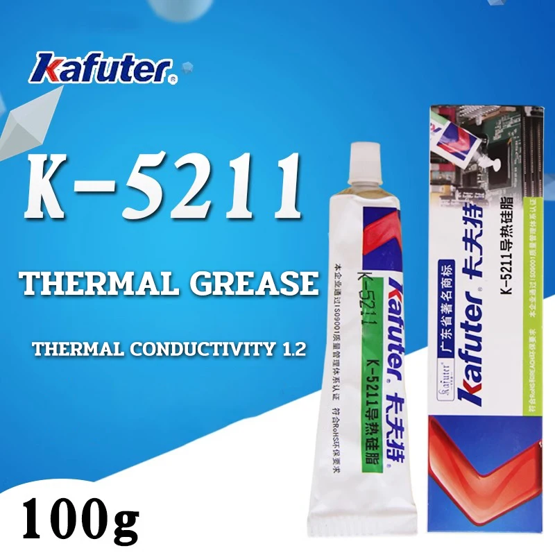 Kafuter K-5211 Thermal Grease CPU Not Curing Thermal Grease 1.2 Thermal Conductivity White 100g Kafuter K5211H Cooling cream