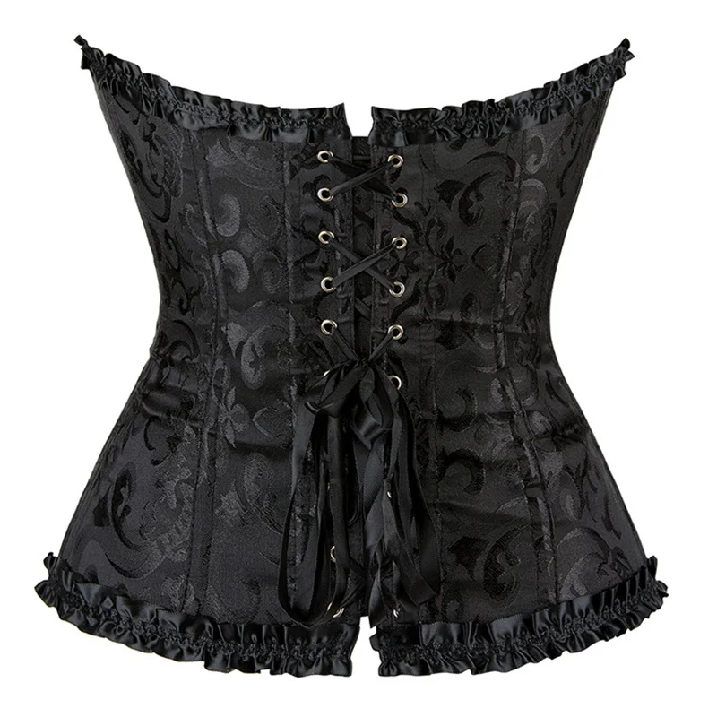 8 Color Corset Bustier Burlesque Zipper Body Waist Shapers Sexy Lace Bustiers Slimming Belt Underbust Shapewear Plus Size XS-6XL image 3