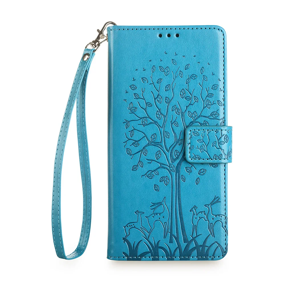 Life Tree Lanyard Case For Sharp Aquos Wish4 Wish3 Wish2 Wish Leather Wrist Strap Wallet Cover For Sharp Aquos Sense 8 7 6 4 3 2