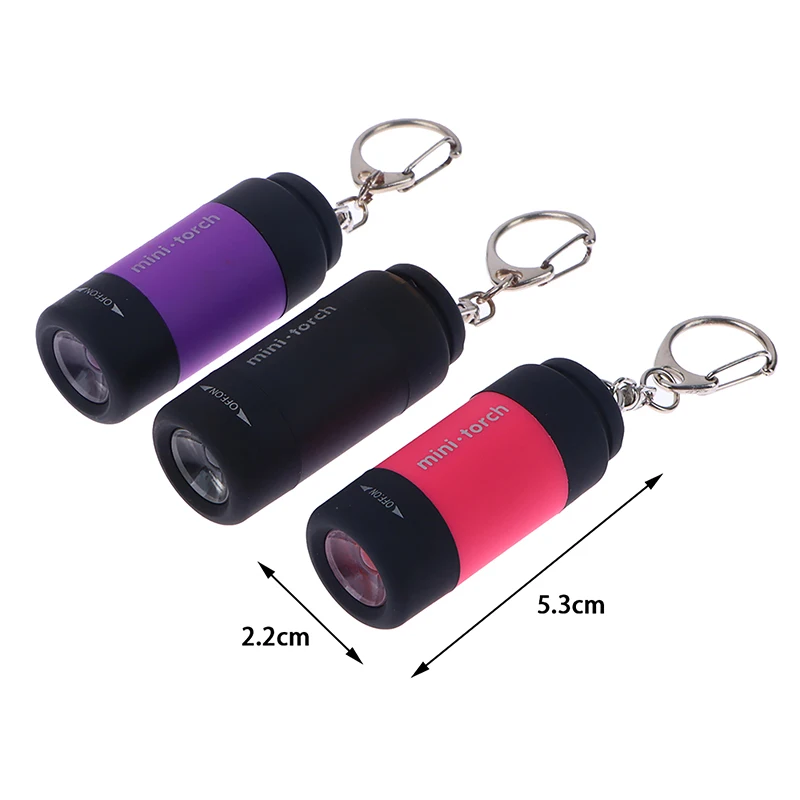 1PC Portable Children\'s Flashlight Small Keychain Light USB Charging Flashlight Strong LED Household Lighting