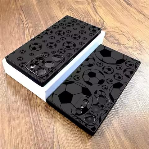 Funny Football Case for Samsung Galaxy S24 Plus S21 FE S23 Ultra S20 S25 Edge Black Soft Phone Cover