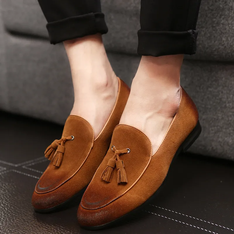 Men Casual Shoes Breathable Leather Loafers Business Office Shoes For Men Driving Moccasins Comfortable Slip On Tassel Shoe