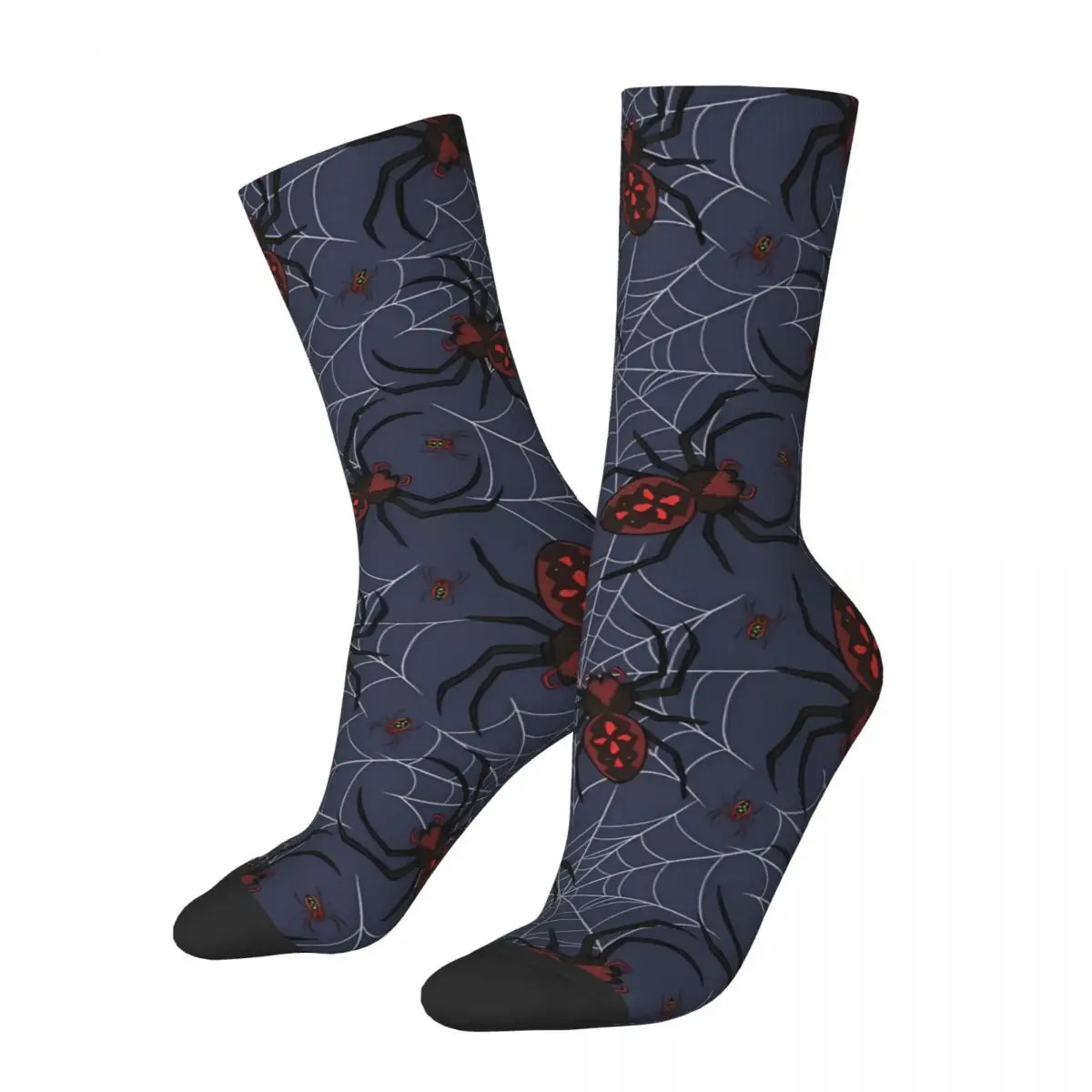 Happy Men's Socks Red Spider On Spider Web Spooky Cobwebs Vintage Street Style Crazy Crew Sock Gift Pattern Printed