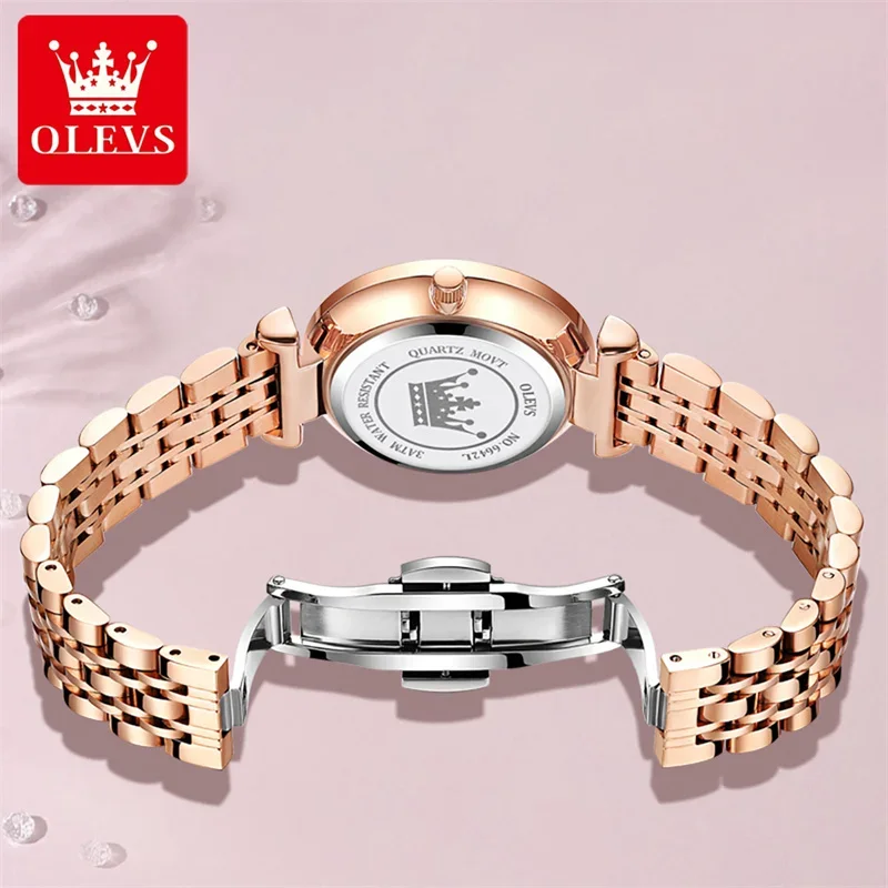 Olevs 6642 womens watches top luxury rhombus mirror quartz watch women stainless steel waterproof ladies wristwatches