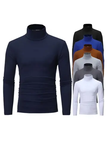 Thermal Underwear Tops Men Winter Clothes Thermal Shirt Autumn Men's Winter Tights High Neck Thin Slim Fit Long Sleeve T-shirt