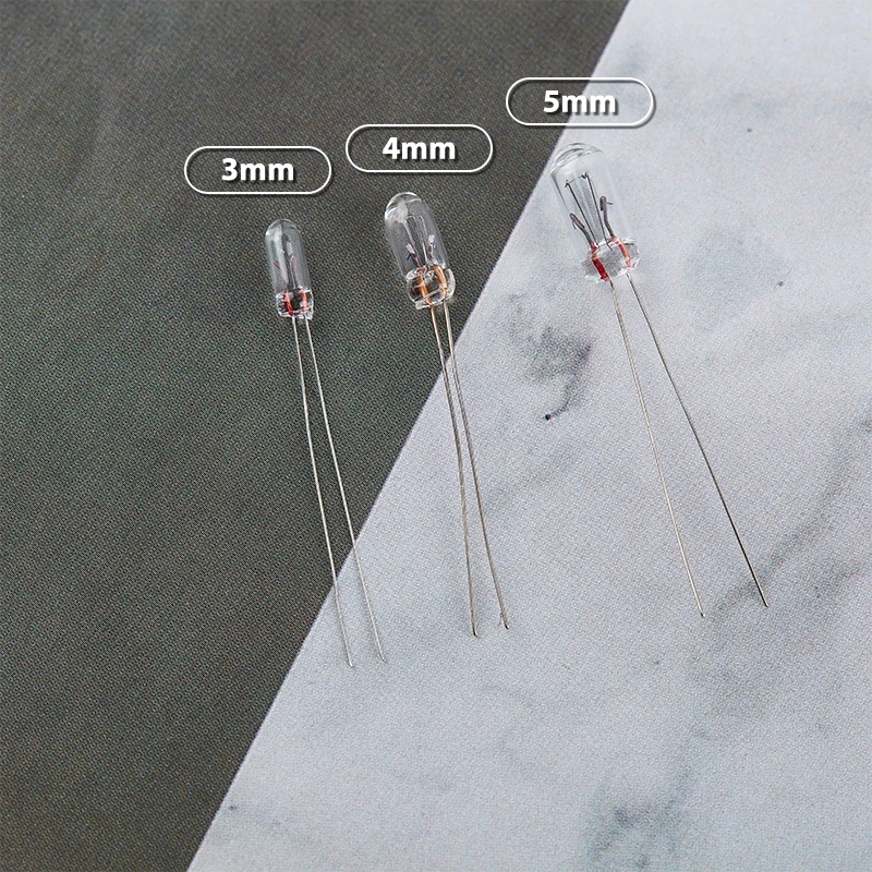 【K】10pcs/lot Miniature 0.07A 3mm 4mm 5mm 1.5V/3V/6V/9V/12V/24V Mini Lamp Light Bulb Edison Incandescent Filament Rice