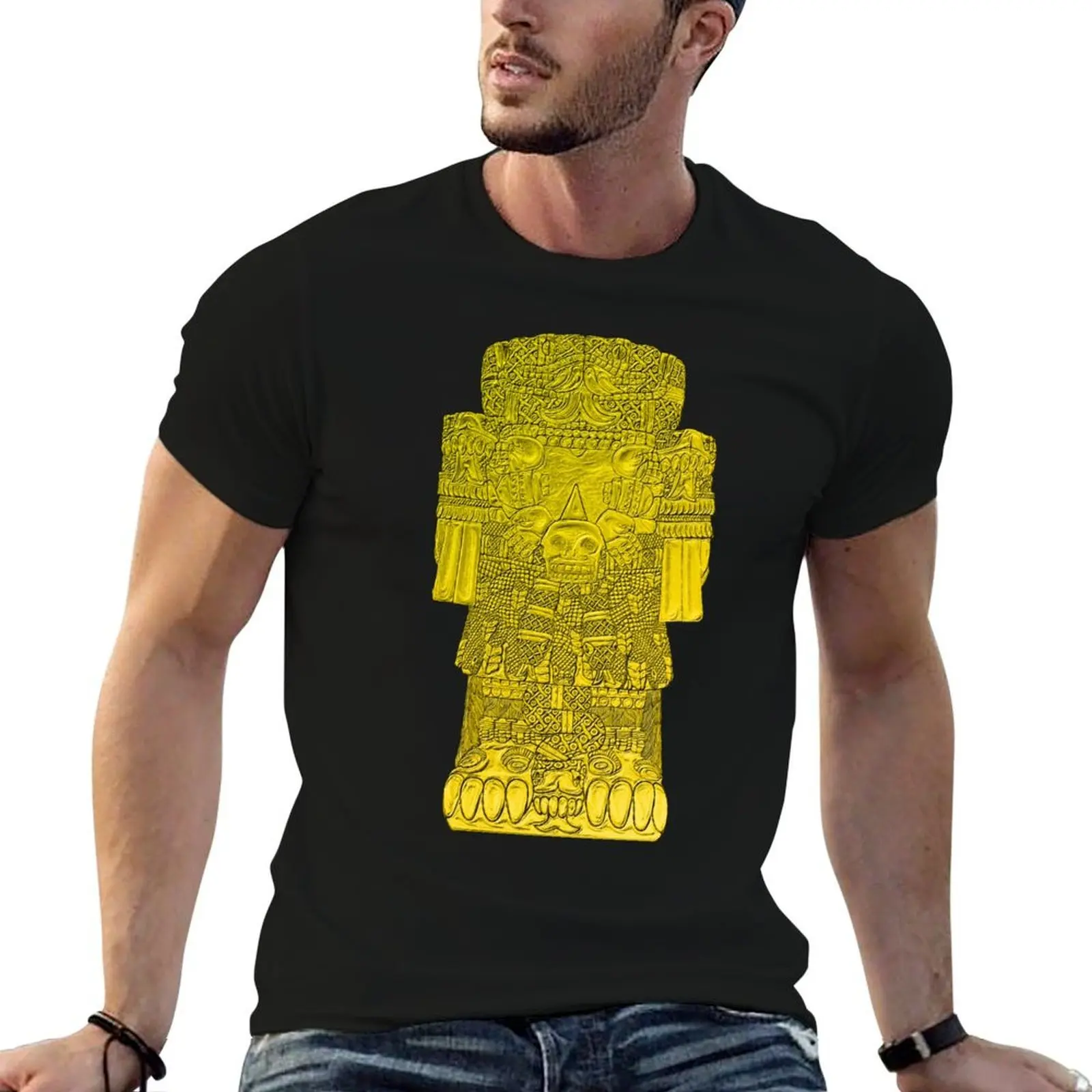 Coatlicue - Aztec Mother of the Gods Gold Leaf T-Shirt t shirt for man cotton tshirt 100% t shirts for man cotton T-shirt