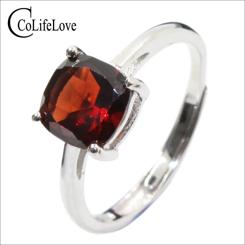 

Simple Design Jewelry Fasion Garnet Ring Stamped 925 Silver Fine Jewelry OEM Silver Jewelry for USA Market Gift for Your Lover