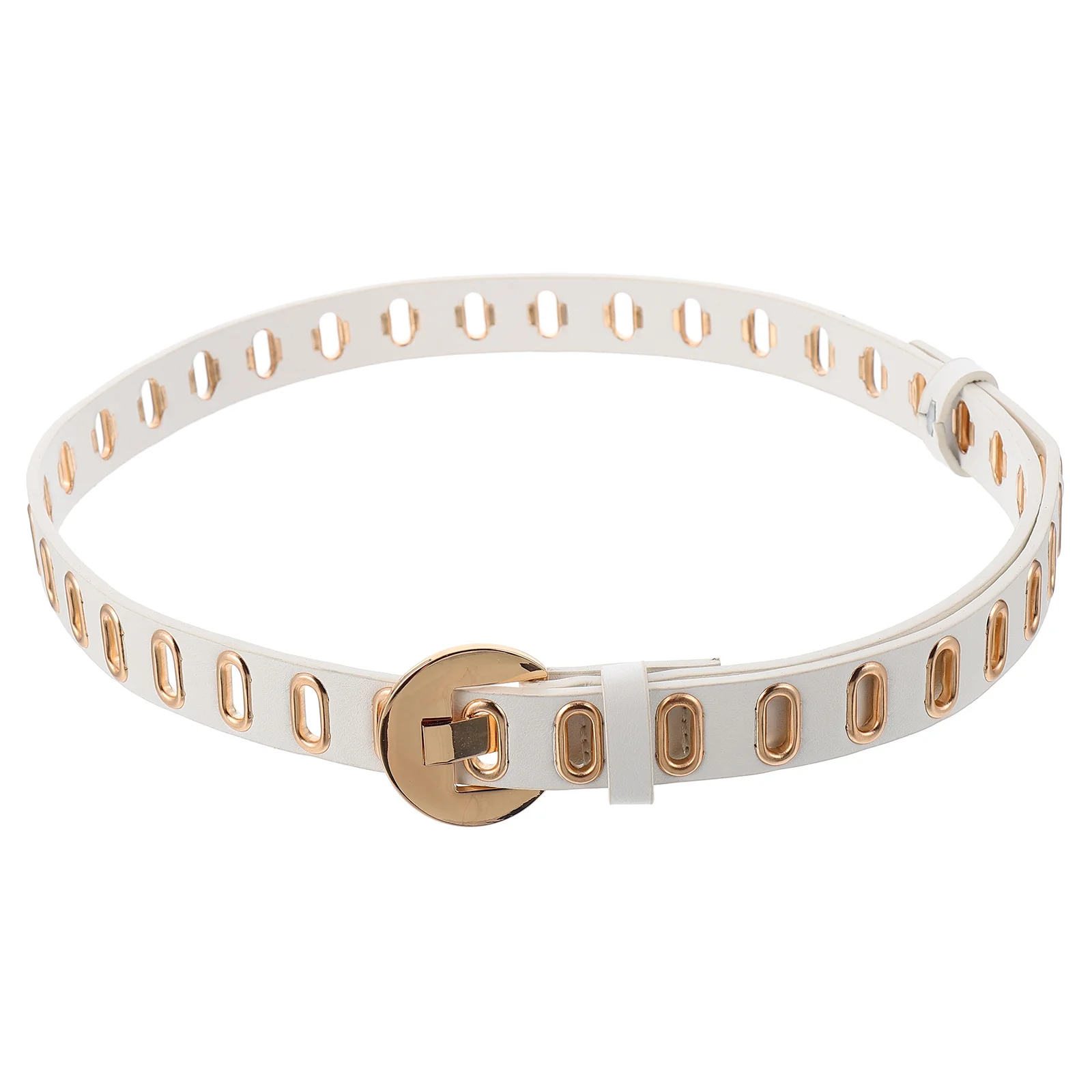 1 قطعة حزام الزخرفية النسائية المألوف سوراخ حزام أنيق حزام بولي يوريثان لفستان الجينز الزي التبعي #6