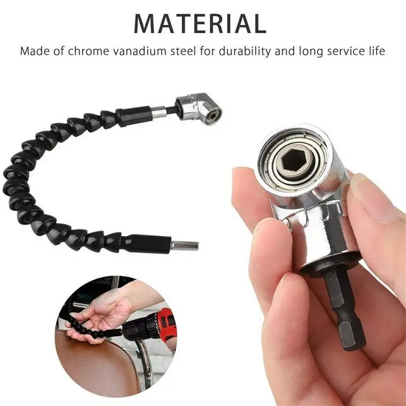 3PCS Adjustable 105 Degree Right Angle Driver Screwdriver Hand Tools Set 1/4 Hex Shank For Power Drill Screwdriver Bits Tools