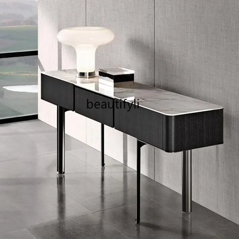 طاولات وحدة التحكم الإيطالية لغرفة المعيشة الاسكندنافية ما بعد الحداثة وخزانة مدخل رخامية فاخرة وبسيطة وخفيفة