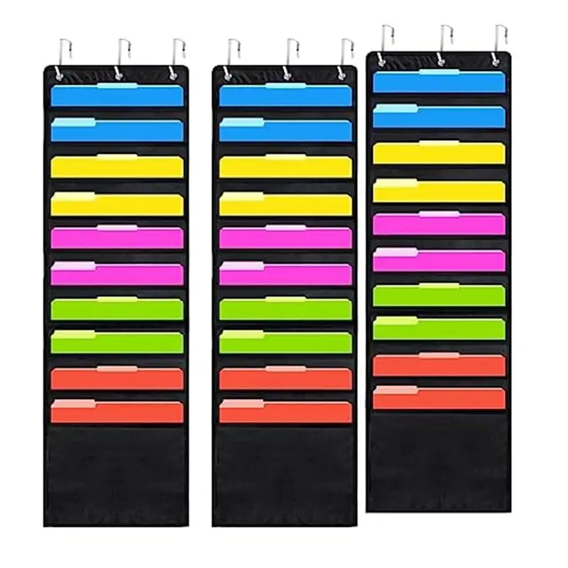 ABJI-3Pcs Scrapbook Paper Hanging Paper Storage Bags 12 X 12 Inch With Door Hooks For Scrapbooking, Cardstock