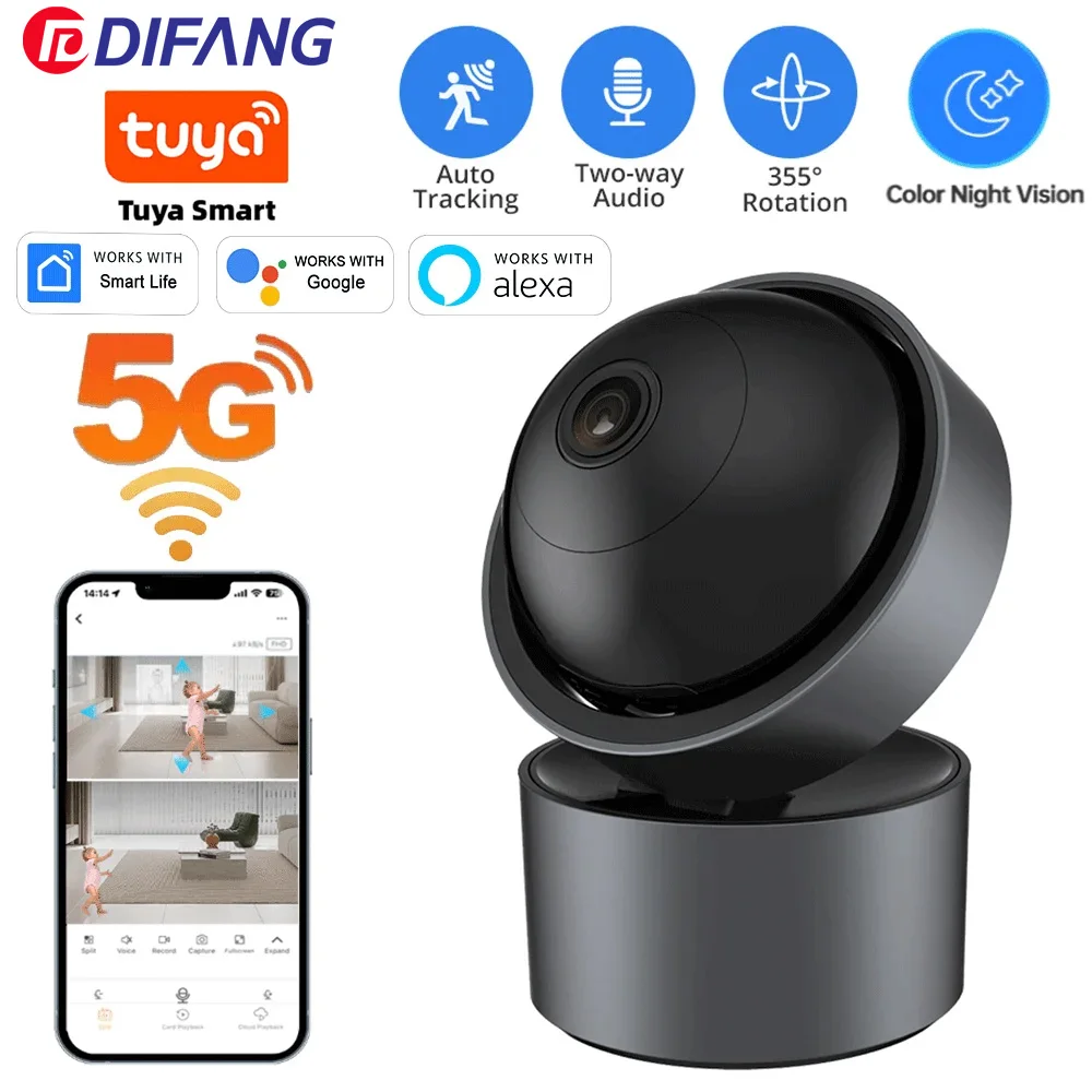 5MP WiFi IP Camera TUYA Smart Indoor Mini Wireless Camera Alexa Home Security Human Detection P2P Surveillance AutomaticTracking