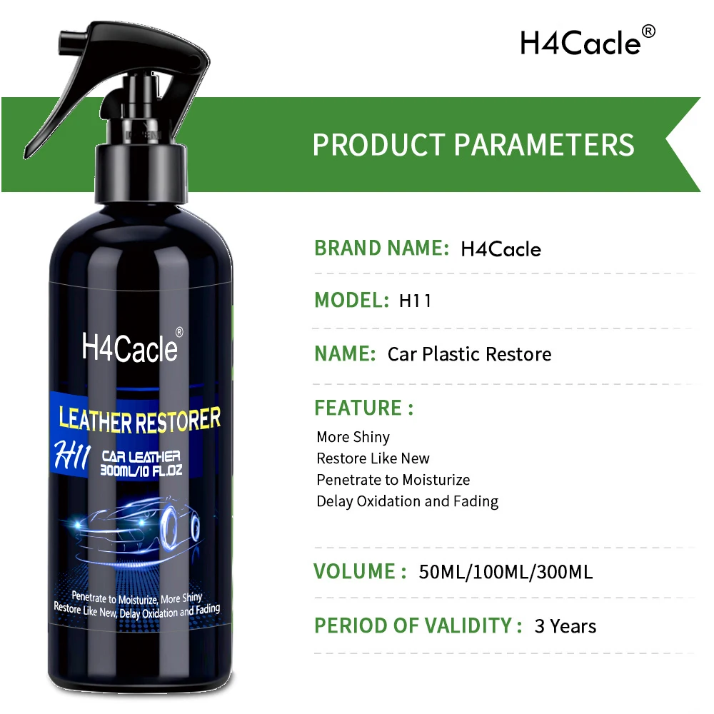 H4Cacle-H11 Leather Restorer Car Interior Cleaner Non-greasy Long Lasting Maintain Gloss Quick Coating Protection