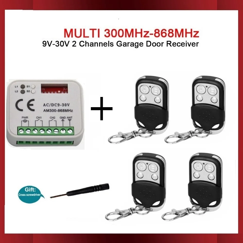 

Multi 433 a 900 Mhz RF Door Receiver 2CH Gate Garage Module 12V 24V 110V 220V 230V Controller Fixed Rolling Code 433.92mhz